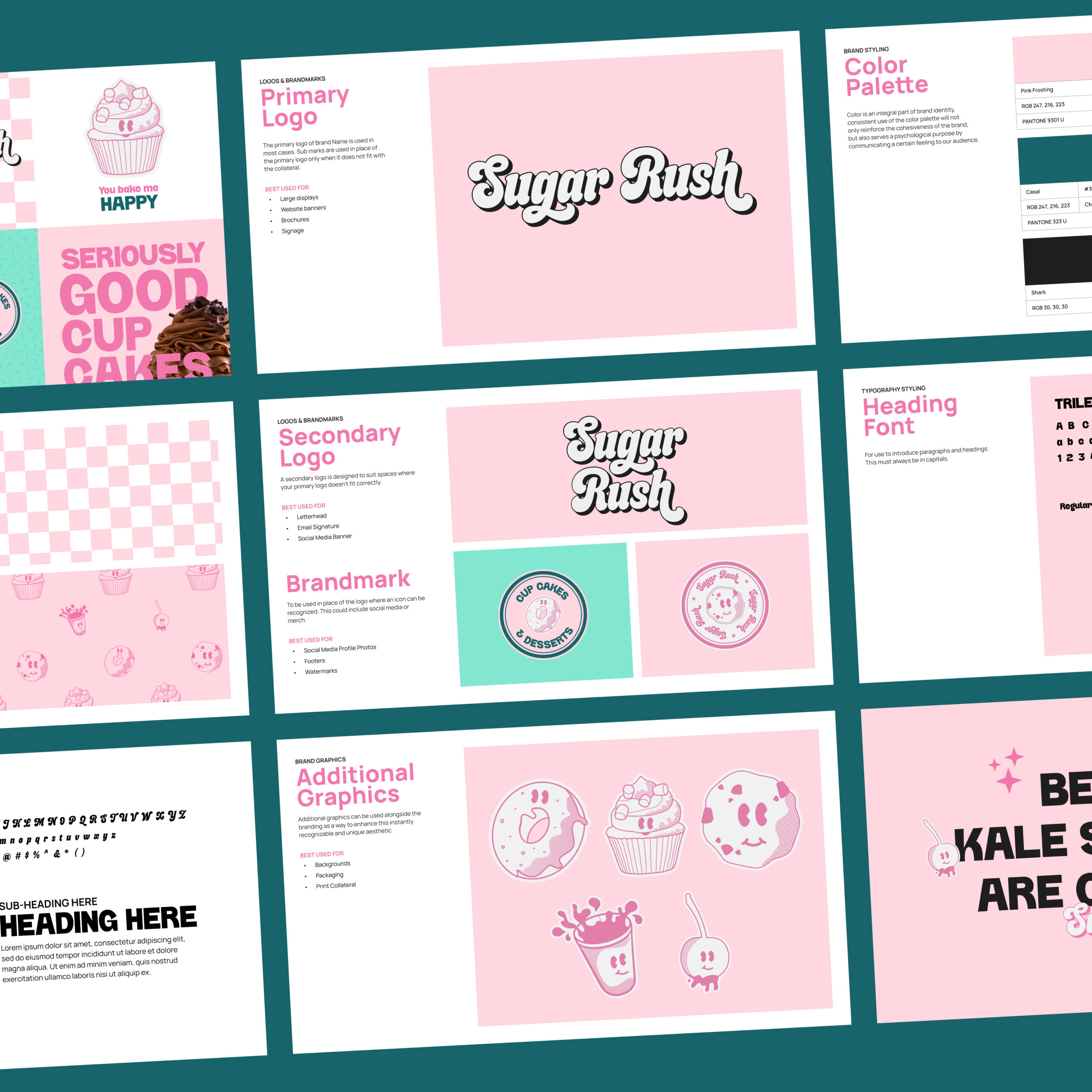 Don't Blend In 2 Detailed brand guidelines presentation for Sugar Rush brand identity