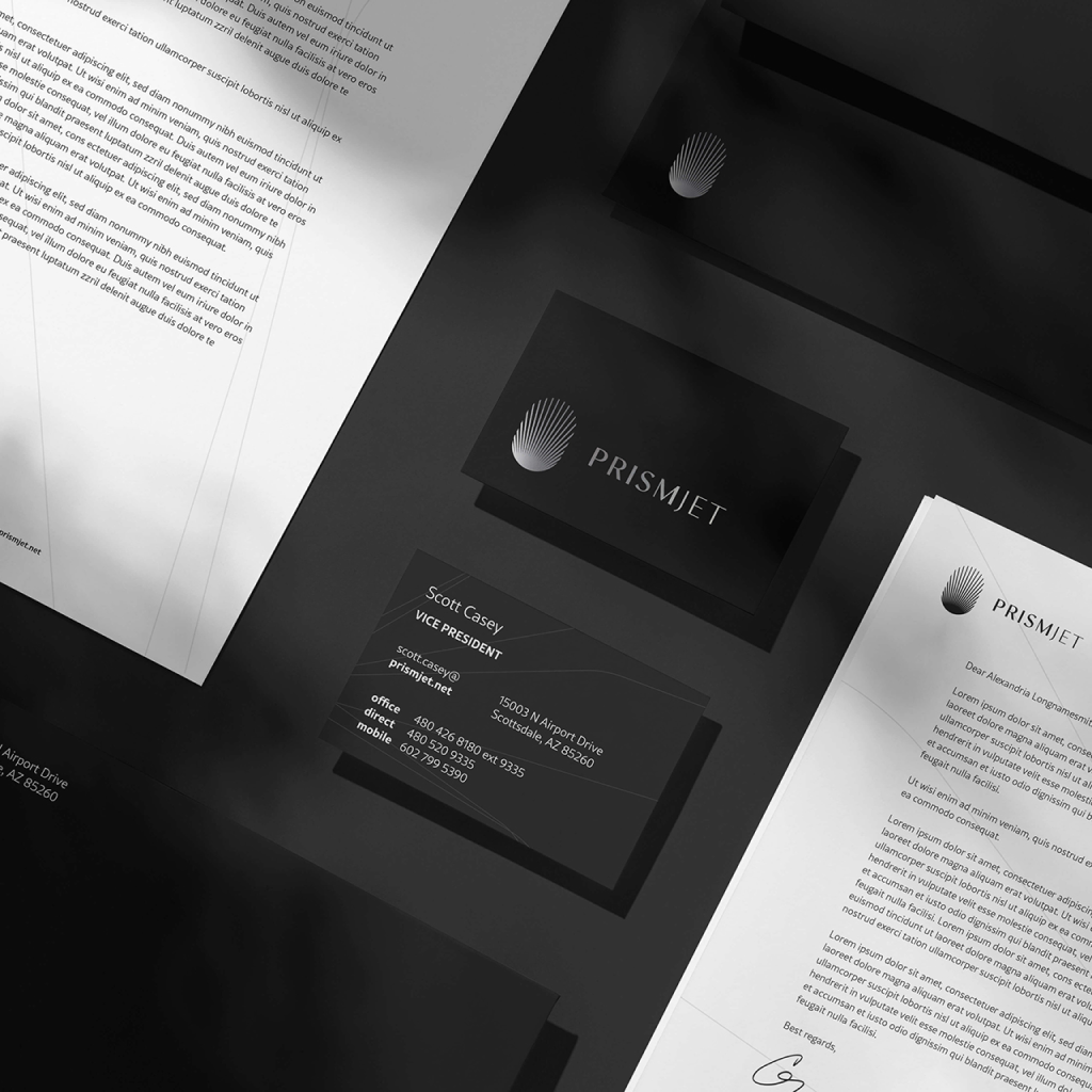 PrismJet-3 branding packages: letter head + business cards