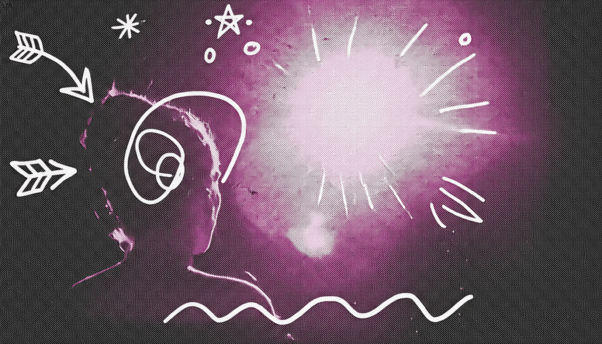 Risograph illustration of a figure in a spotlight representing the silent shortlist — importance of branding for small business