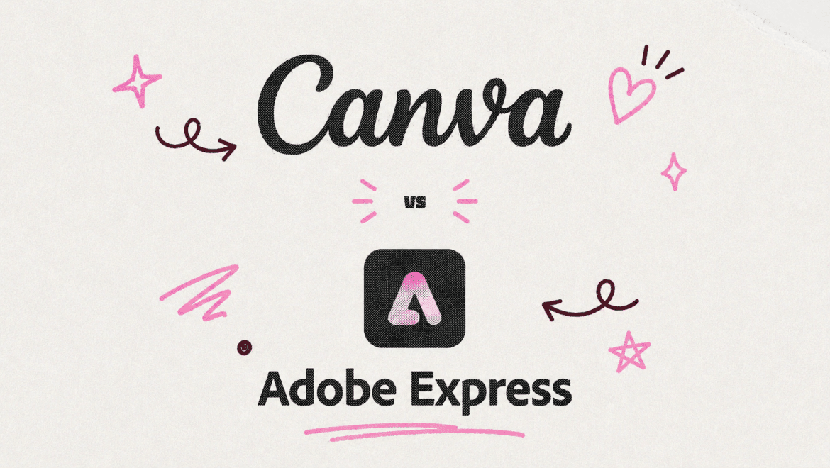 Canva vs Adobe Express comparison graphic for small business brand management