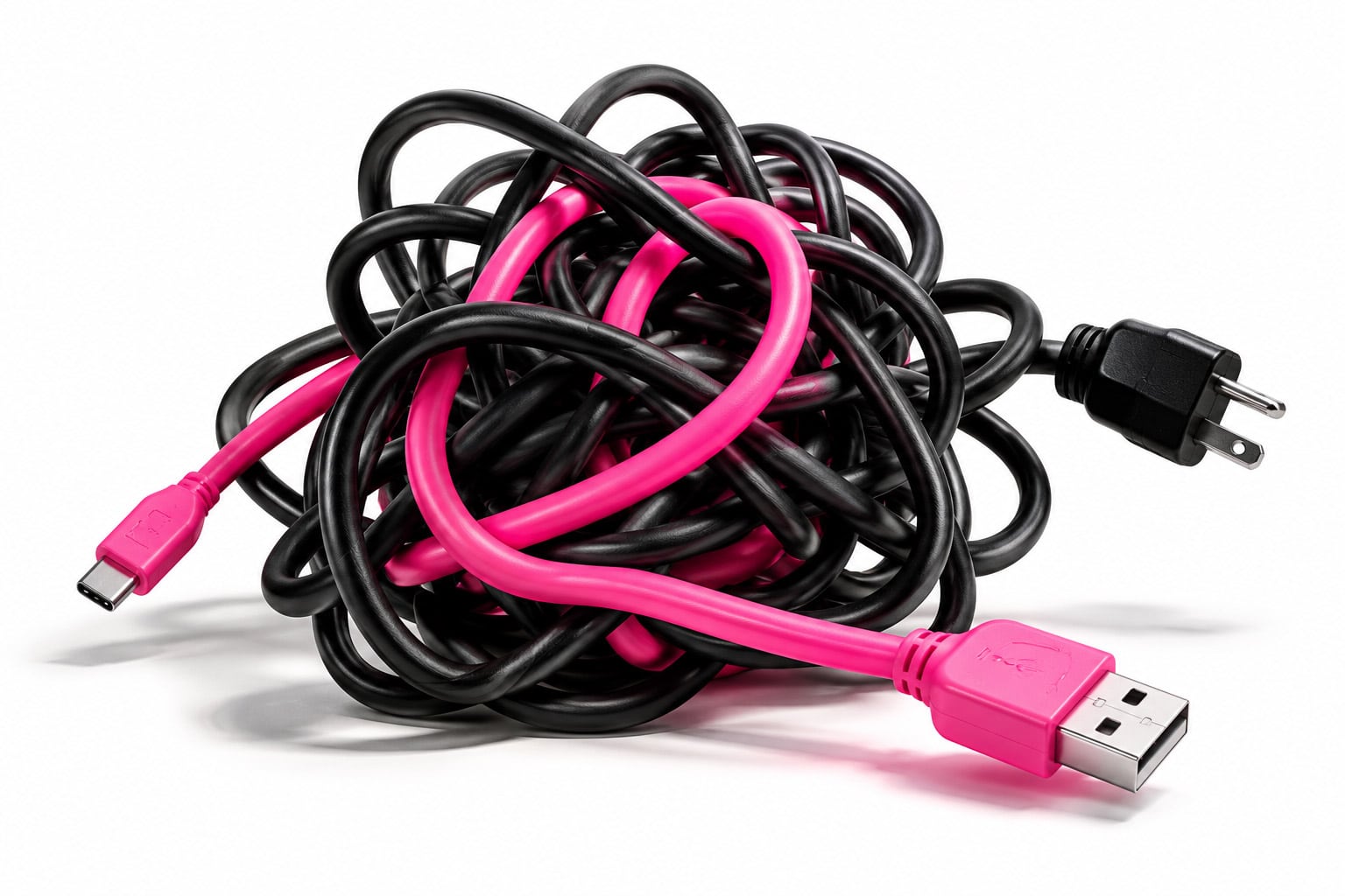 black and pink tangled cords: wordpress maintenance plans